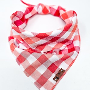 Pet Bandana &quot;Picnic Basket&quot; Red and White check plaid dog neck wear BoHo style cat or dog accessory