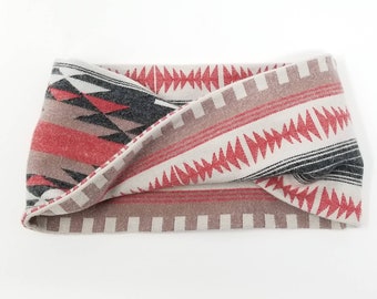 Dog infinity Scarf "Altoona" Aztec Twist Scarf in Black and Red Aztec dog neck wear BoHo style