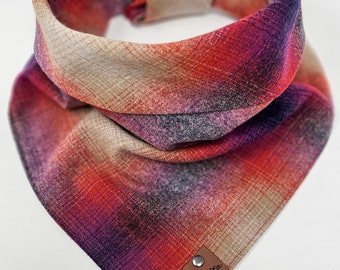 Dog Bandana "Gooseberry" Special Edition Beige, Purple and Red lightweight Wool dog neck wear Dog clothes BoHo style