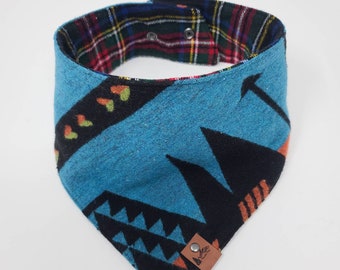 Dog Bandana "Sesesh" Wool Aztec Snap on style dog neck wear Dog clothes BoHo style