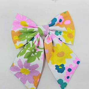 Pet SAILOR BOW &quot;Aurora&quot; Pink and White floral cotton Dog neckwear, CAT clothes
