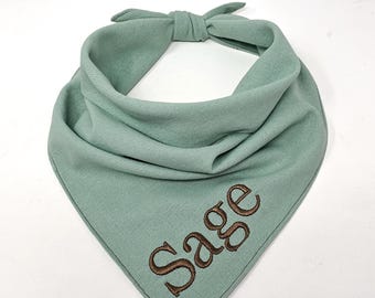 PERSONALIZED Custom Pet Bandana Linen blend DOG neckwear EMBROIDERED Cat bandana