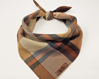 PET Bandana "Maverick" Brown plaid DOG neck wear CAT clothes BoHo style