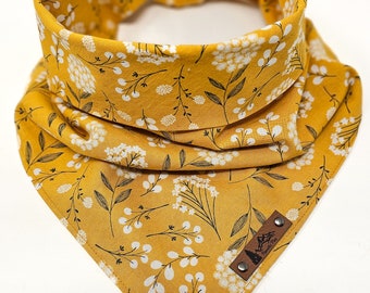 Pet Bandana "Golden" Mustard Yellow cotton DANDELION Spring dog neck wear BoHo style cat or dog accessory