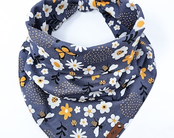 Pet Bandana "Dorris" GRAY cotton Spring FLORAL