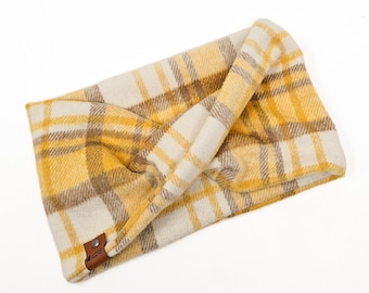 Pet infinity Scarf "Ripple" Twist Scarf in Yellow Gold and Cream wool DOG neck wear CAT BoHo style