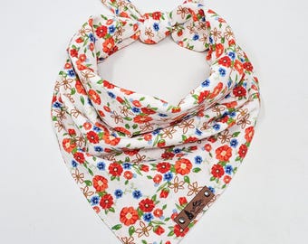 Pet Bandana "McCloud" floral White corduroy neckwear DOG CAT BoHo Fall