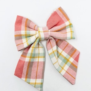 Pet SAILOR BOW &quot;Avery&quot; Pink and White plaid cotton Dog neckwear, CAT clothes