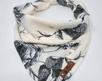Dog Bandana "Denmark" in Cream and Black lightweight floral neckwear Pet bandana