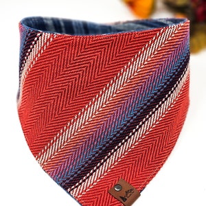 Dog Bandana &quot;Poppy&quot; Stripe Snap on BAJA style dog neck wear Dog clothes BoHo style