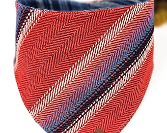 Dog Bandana "Poppy" Stripe Snap on BAJA style dog neck wear Dog clothes BoHo style