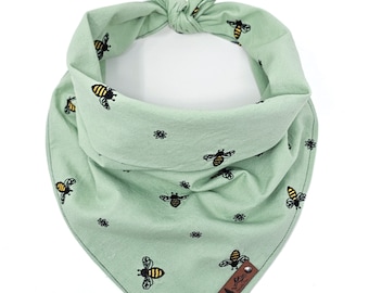 Pet Bandana "Honeycomb" GREEN Bee embroidered cotton SPRING dog neck wear BoHo style cat