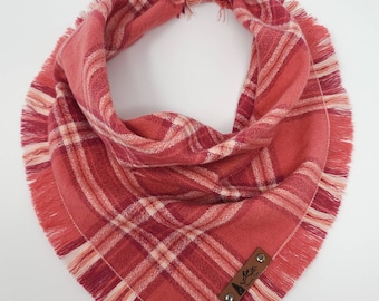 Dog Bandana "Mazama"  plaid with Frayed Edges organic cotton flannel dog neck wear Dog Neckwear Dog clothes