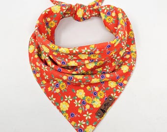 Pet Bandana "Dunsmuir" floral corduroy Orange neckwear DOG CAT BoHo Fall