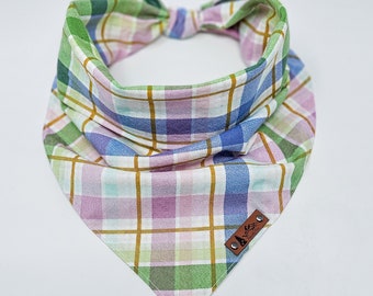 Pet Bandana "Selma" cotton Spring Pastel plaid dog neck wear BoHo style cat or dog accessory