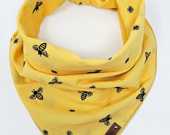 Pet Bandana "Honeycomb" YELLOW Bee embroidered cotton SPRING dog neck wear BoHo style cat