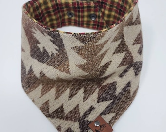 Pet Bandana "Alder" Wool Aztec Snap on style dog neck wear Dog clothes CAT BoHo style