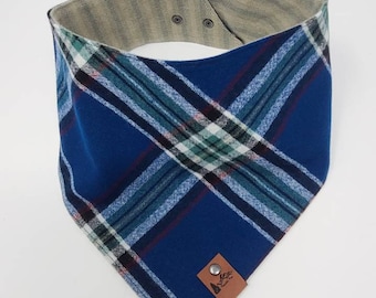 Dog Bandana "Big Sky" lightweight Wool Plaid Snap on style dog neck wear Dog clothes BoHo style