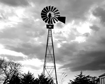 Windmill Printable, Modern Farmhouse Decor, Windmill Art, Modern Farmhouse, Windmill Wall Decor, Farmhouse Decor, Black and White Windmill