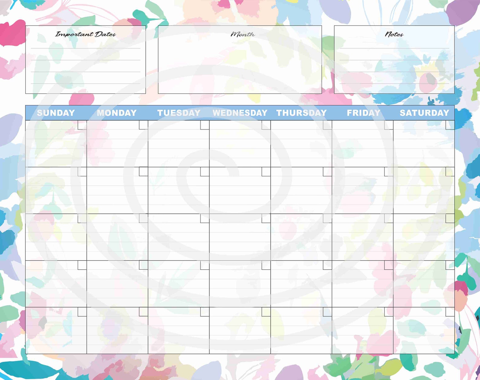 Blank Calendar Minimal Calendar Printable Calendar Digital - Etsy