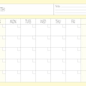 Printable Blank Calendar, Printable Blank Monthly Calendar, Digital ...