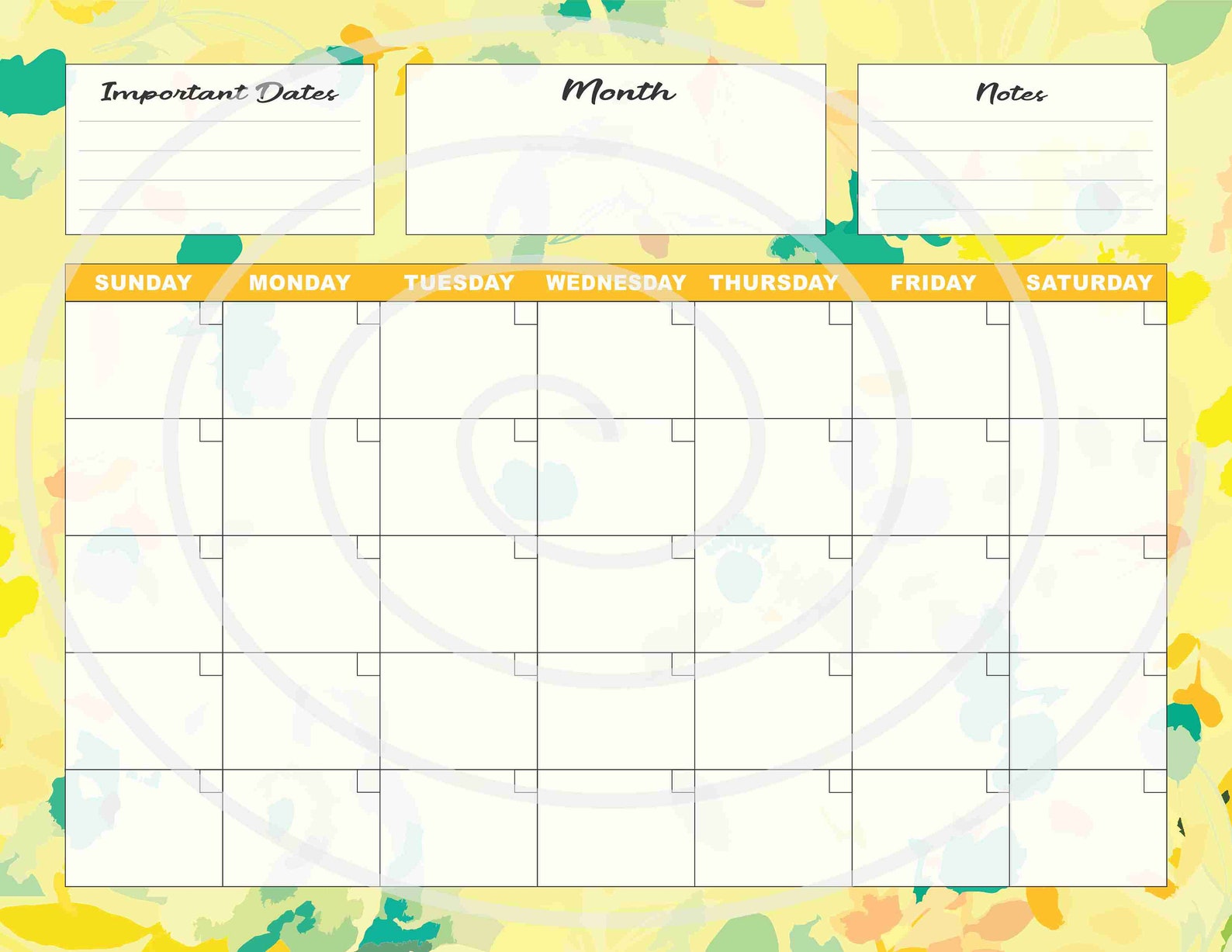 Blank Calendar, Minimal Calendar, Printable Calendar, Digital Download ...