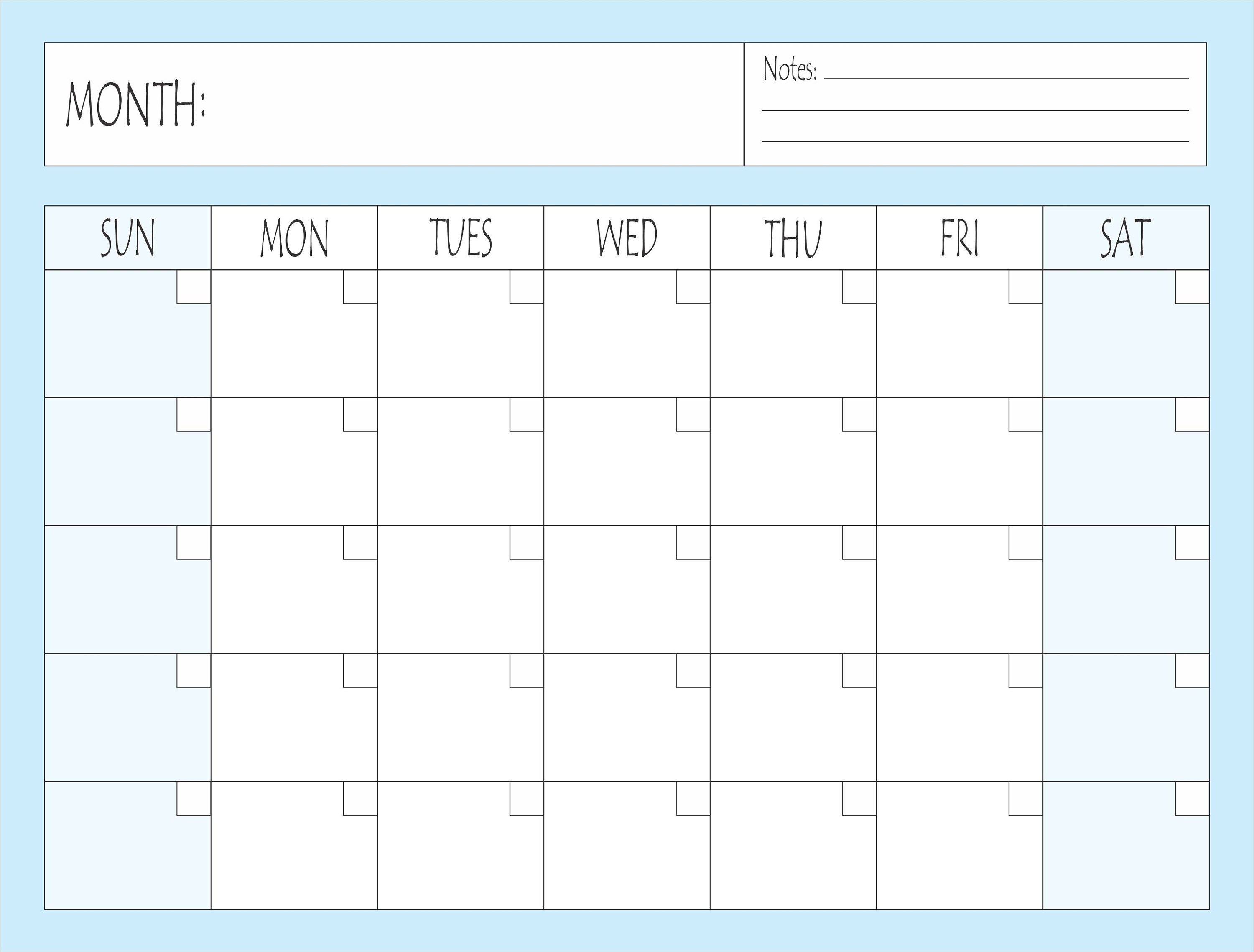 Printable Blank Calendar Printable Blank Monthly Calendar - Etsy