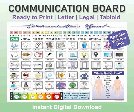 Communication Board for Hospital Resident Care or Home - Etsy