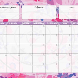 Blank Calendar, Minimal Calendar, Printable Calendar, Digital Download ...