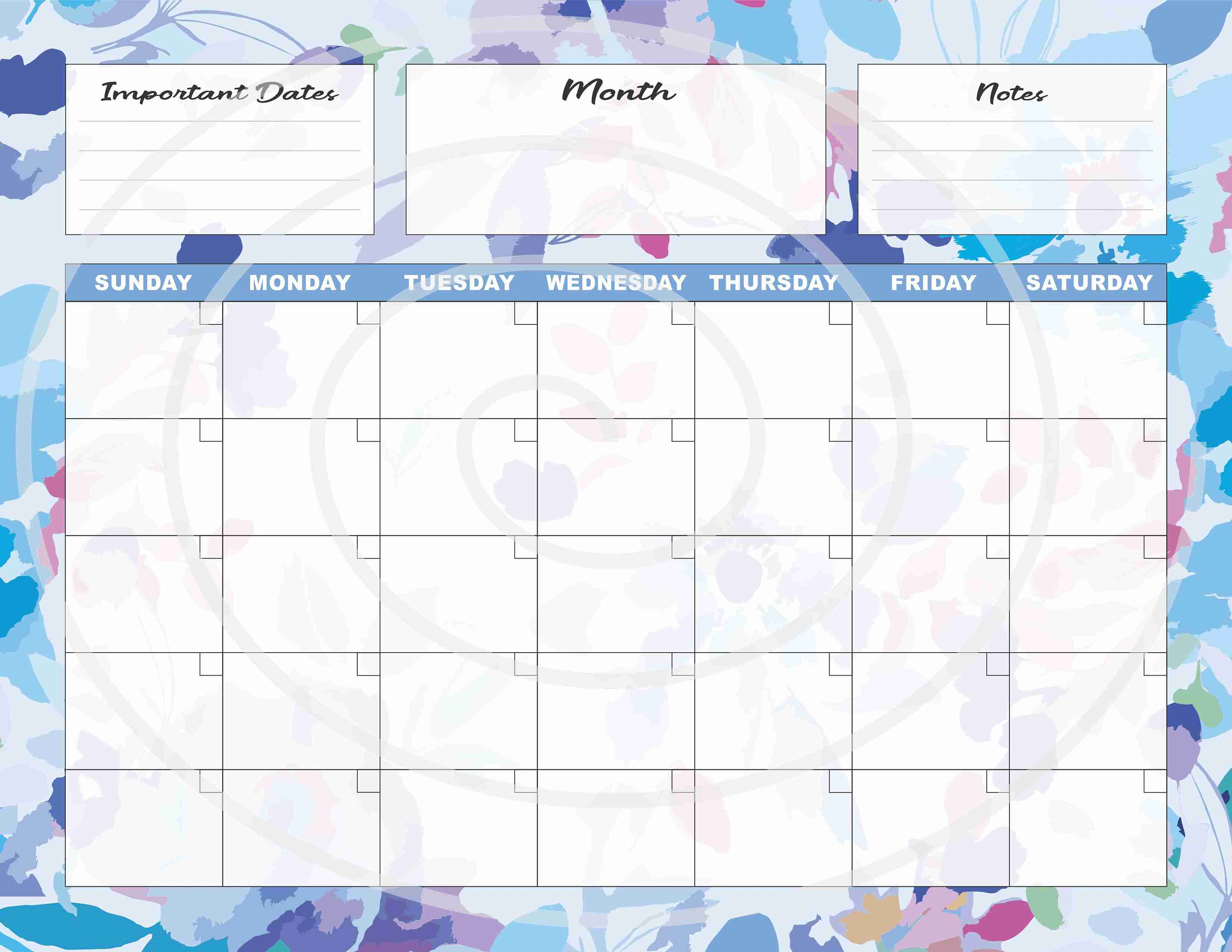 Blank Calendar, Minimal Calendar, Printable Calendar, Digital Download ...