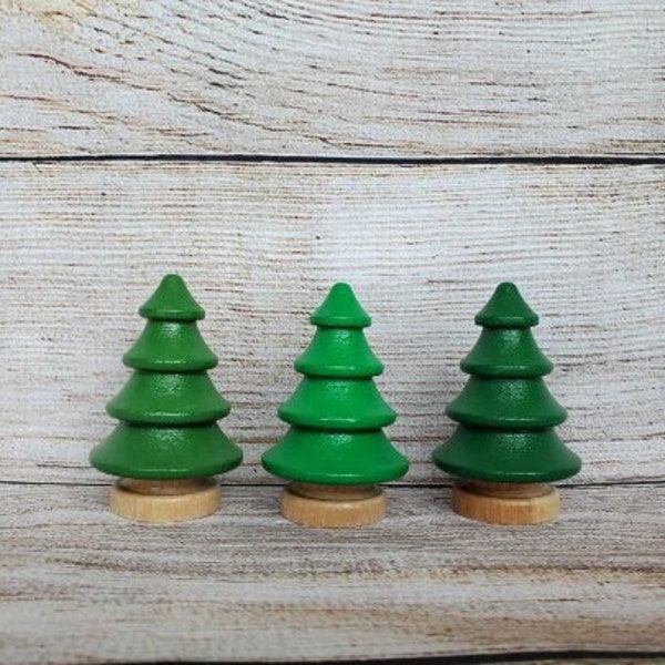 Wooden Trees, Painted Trees, Waldorf Toys, Montessori Toys, Pretend Play, Train Table, Play Mat Accessory, Playscape