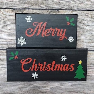 Reversible Thanksgiving Christmas Wooden Block Sign