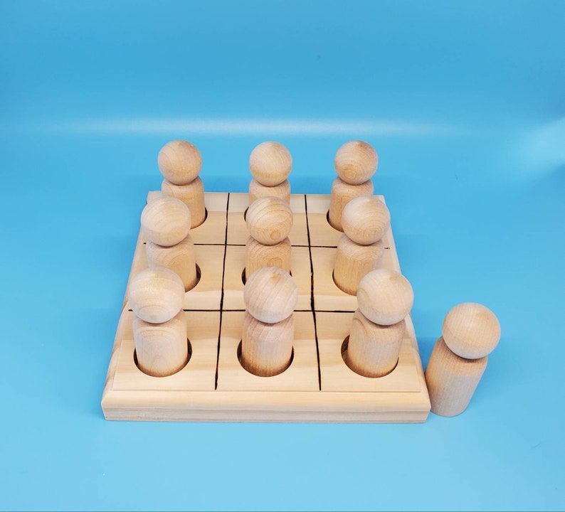 Peg Doll Tic Tac Toe Wooden Toy Gift Kids Unfinished Etsy