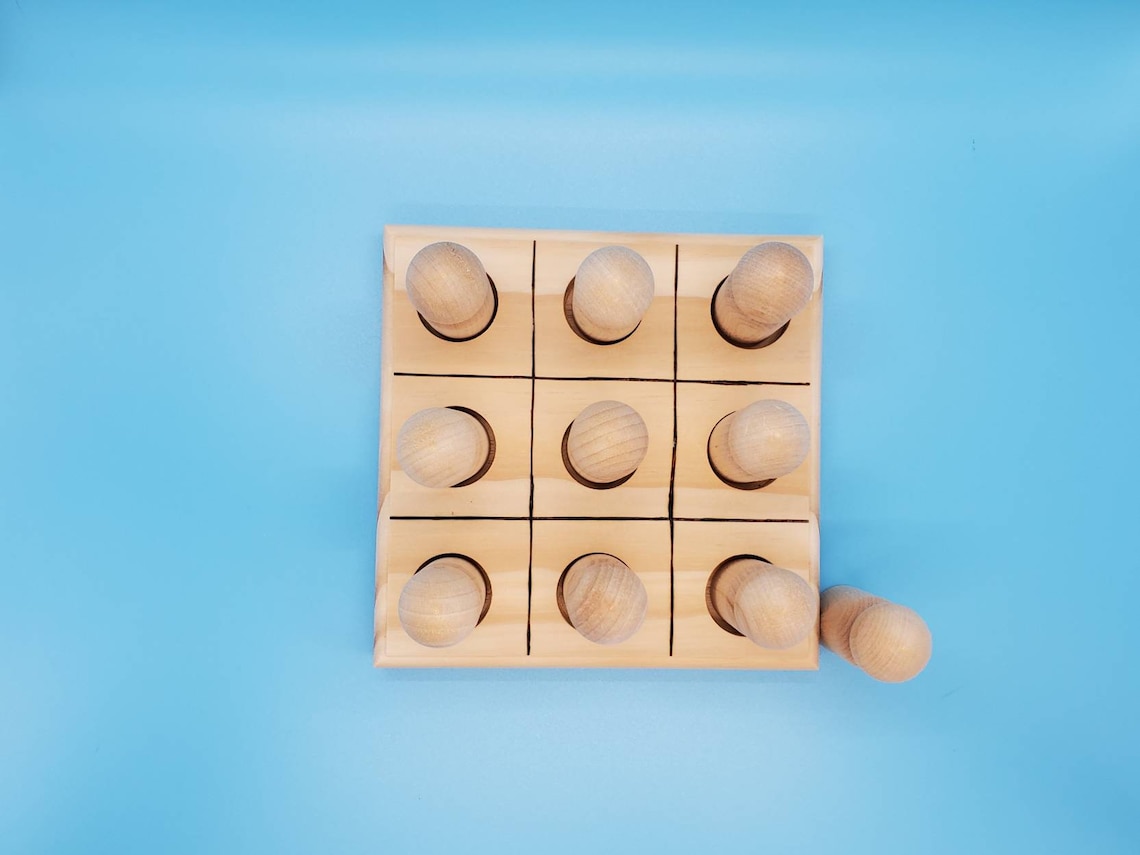 Peg Doll Tic Tac Toe Wooden Toy Gift Kids Unfinished Etsy
