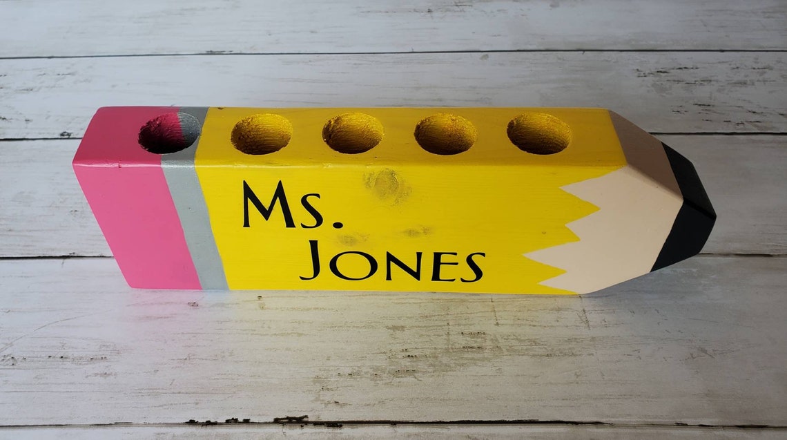 Teacher Pencil Holder Teacher Gift Teacher Appreciation Etsy