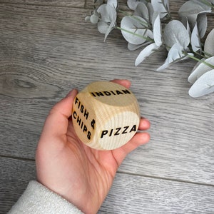 Takeaway Dice | What To Eat Tonight? | Wooden Dice | Dinner Dice | Decision Dice | Novelty Gift | Valentine’s Gift | 5th Wedding Anniversary