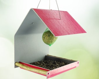 Design-Vogelfutterhaus "gabel roof" (Orchidee lackiert) aus Vinyl
