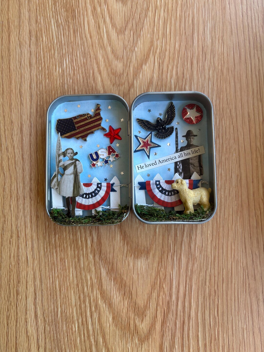 Commemorable Shadow Box America 250th Birthday Commemorative Diorama -patriotic Altered Tin ...