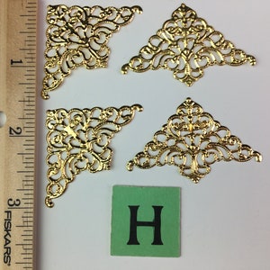 Filigree Vintage Style Fancy Book Corner Embellishments 4pc H - 2" Gold