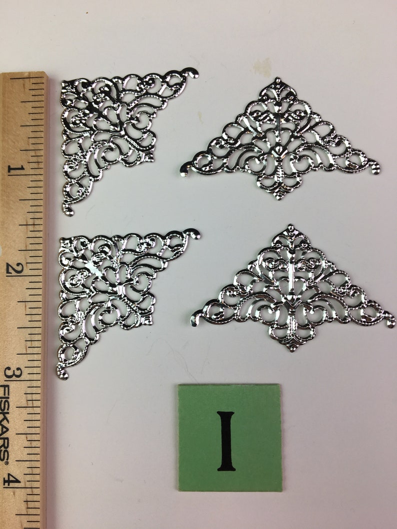 Filigree Vintage Style Fancy Book Corner Embellishments 4pc I - 2" Silver