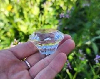 Divinity ~ Cut Glass Knob with Antiqued Brass Base