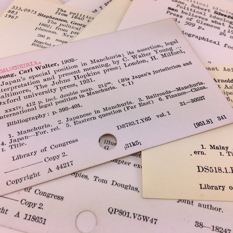 Library Card Catalog Etsy