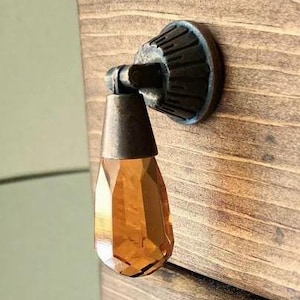 September ~ Antique Style Amber Orange Glass Drop Pull
