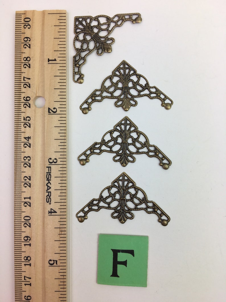 Filigree Vintage Style Fancy Book Corner Embellishments 4pc F - 2" Bronze