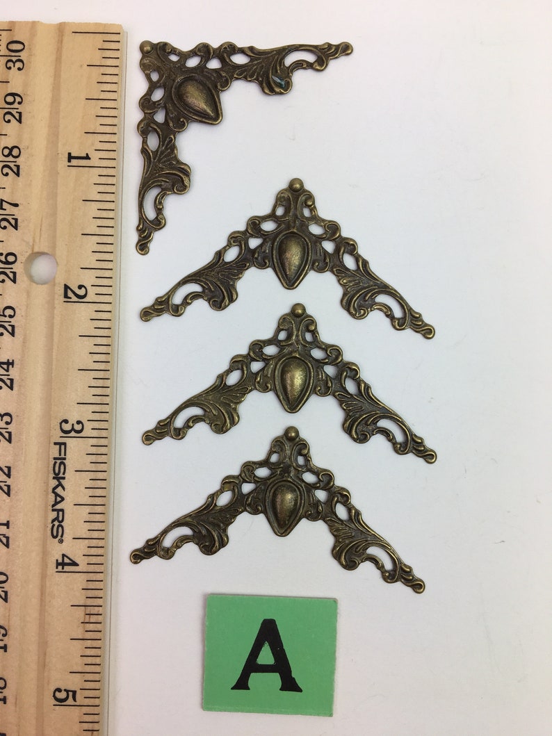 Filigree Vintage Style Fancy Book Corner Embellishments 4pc A - Bronze