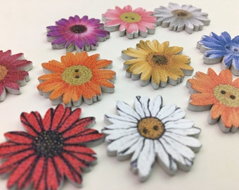 Wooden Flower Button Embellishments