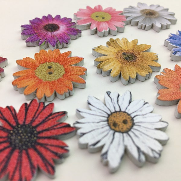 Wooden Flower Button Embellishments