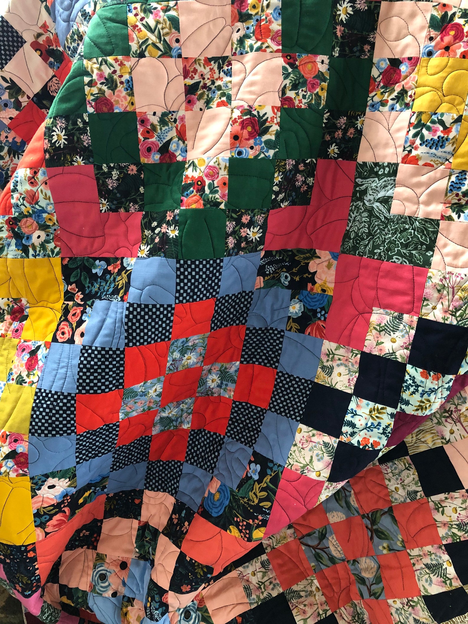 Modern Checkered Garden quilt/handmade throw quilt/modern | Etsy