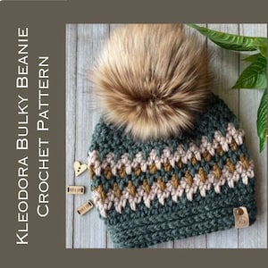 CROCHET PATTERN: Kleodora Bulky Beanie Toque Crochet Pattern PDF File - Crochet Hat Pattern - Crochet Beanie Pattern - Crochet Hat Pattern