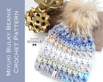 Miyuki Bulky Beanie Crochet PATTERN: Easy Textured Hat (PDF Pattern)